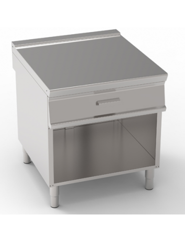 Piano di lavoro neutro in acciaio inox AISI 304 su vano aperto - con cassetto - cm 80x90x90h