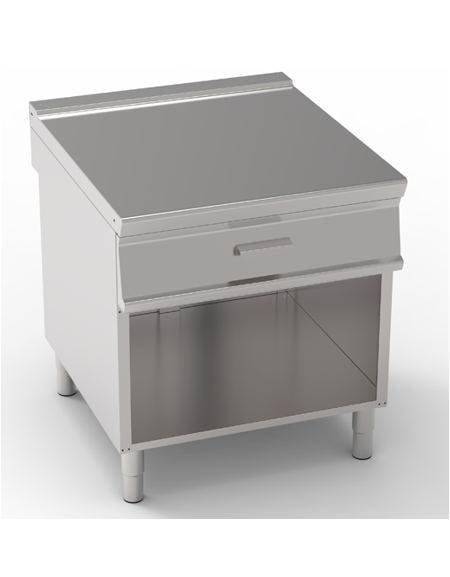 Piano di lavoro neutro in acciaio inox AISI 304 su vano aperto - con cassetto - cm 80x90x90h