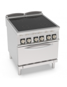 Cucina elettrica 4 zone con piano ad induzione su forno elettrico statico GN 2/1, camera cm 57,5x65x30 - Kw 25 - cm 80x90x90h