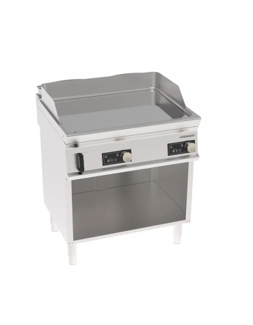 Fry-Top elettrico inox su vano aperto, doppio liscio cromato a controllo elettronico - tecnologia Evenheat - cm 80x70x90h