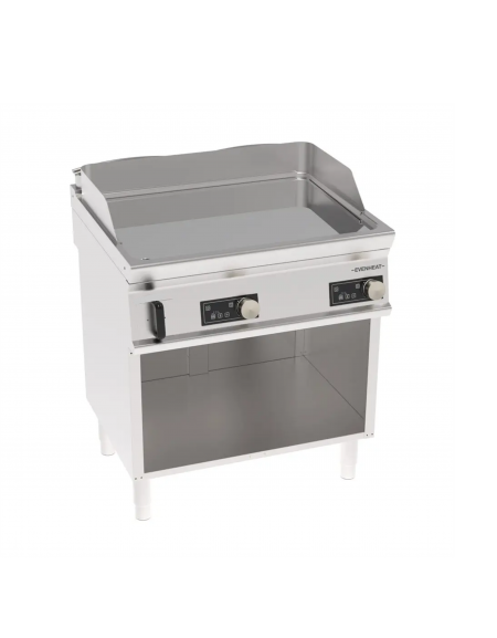 Fry-Top elettrico inox su vano aperto, doppio liscio cromato a controllo elettronico - tecnologia Evenheat - cm 80x70x90h