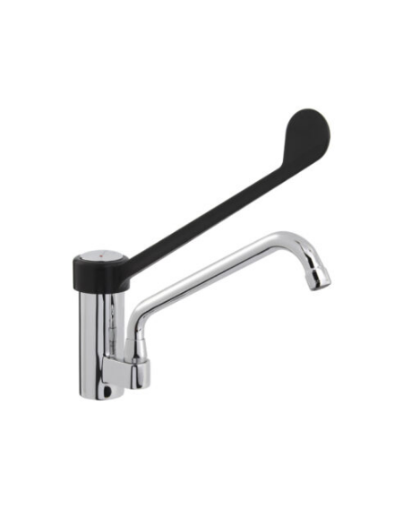 Rubinetto miscelatore monoforo con leva clinica in plastica nera e canna girevole mm ø20x250