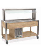 Buffet refrigerato 3x1/1 GN con parafiato fisso - colore Rovere - illuminazione a LED - cm 113x68x144h