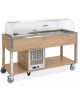 Carrello refrigerante in legno colore Rovere - 3 x GN 1/1 - con cupola e griglie asolate - cm 113x68x120h