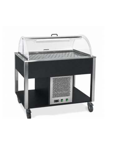 Carrello refrigerante con cupola e griglie asolate - colore Nero - 2 x GN 1/1 - cm 80x68x120h