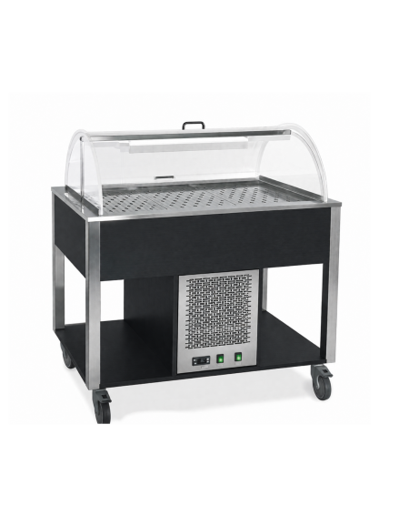 Carrello refrigerante con cupola e griglie asolate - colore Nero - 2 x GN 1/1 - cm 80x68x120h