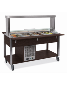 Buffet refrigerato 2xGN 1/1, colore Wengè con parafiato mobile - illuminazione a LED - cm 80x68x144h