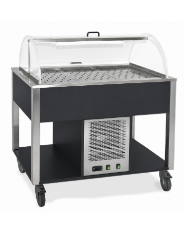 Carrello refrigerante con cupola e griglie asolate - colore Nero - 3 x GN 1/1 - cm 113x68x120h