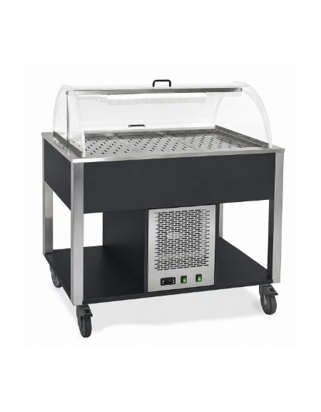 Carrello refrigerante con cupola e griglie asolate - colore Nero - 3 x GN 1/1 - cm 113x68x120h