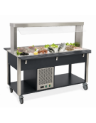 Carrello buffet refrigerante con parafiato fisso - colore Nero - 3 x GN 1/1 - cm 113x68x144h