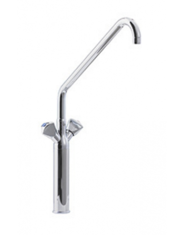 Rubinetto monoforo a lavello con prolunga, maniglie a stella e canna "C" Ø24×350 mm.