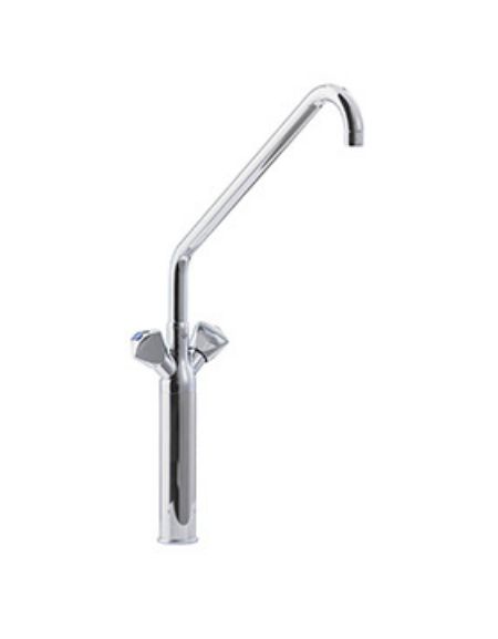 Rubinetto monoforo a lavello con prolunga, maniglie a stella e canna "C" Ø24×350 mm.