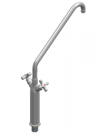 Rubinetto monoforo a lavello con prolunga, maniglie a Croce e canna ‘C’ Ø24×350 mm
