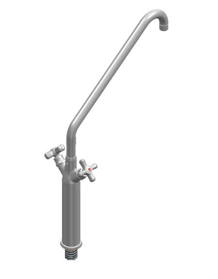 Rubinetto monoforo a lavello con prolunga, maniglie a Croce e canna ‘C’ Ø24×350 mm