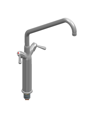 Rubinetto monoforo a lavello con prolunga, maniglie a leva e canna ‘C’ Ø24×350 mm