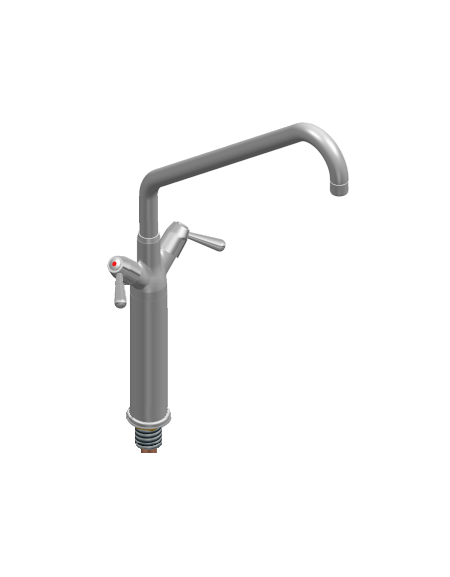 Rubinetto monoforo a lavello con prolunga, maniglie a leva e canna ‘C’ Ø24×350 mm