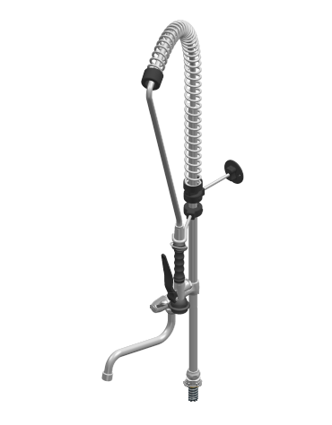 Kit doccia con Basetta, doccetta e canna girevole a metà asta mm Ø 18  - maniglia a Leva - mm 300x150h
