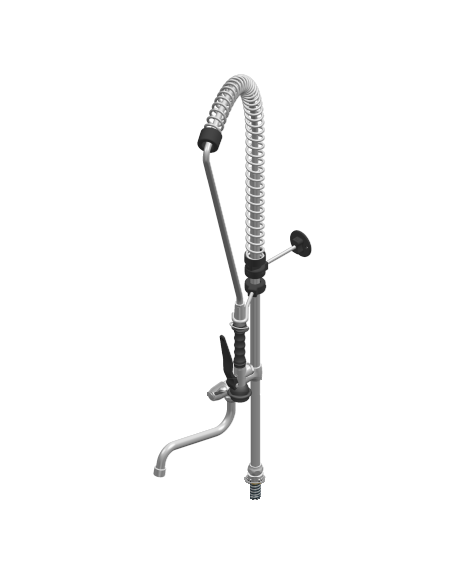 Kit doccia con Basetta, doccetta e canna girevole a metà asta mm Ø 18  - maniglia a Leva - mm 300x150h