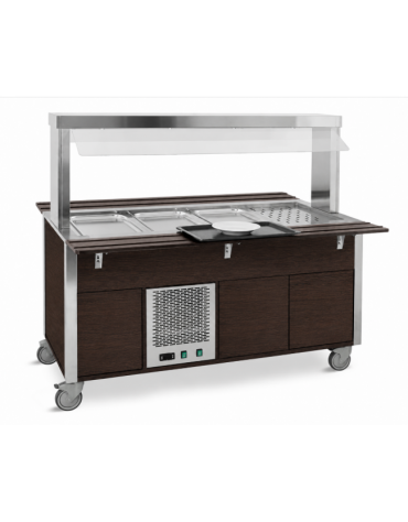 Carrello refrigerante armadiato, con parafiato fisso - colore Wengè - 2xGN 1/1 - cm 80x68x144h