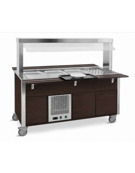 Carrello refrigerante armadiato, con parafiato fisso - colore Wengè - 2xGN 1/1 - cm 80x68x144h
