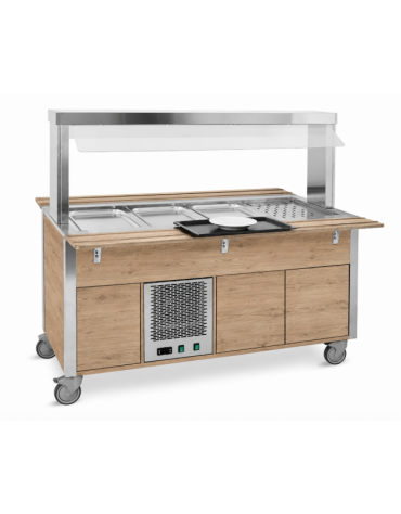 Carrello refrigerante armadiato, con parafiato fisso - colore Rovere - 2xGN 1/1 - cm 80x68x144h