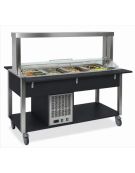 Carrello buffet refrigerato 2xGN 1/1 colore Nero con parafiato mobile - illuminazione a led - cm 80x68x144h
