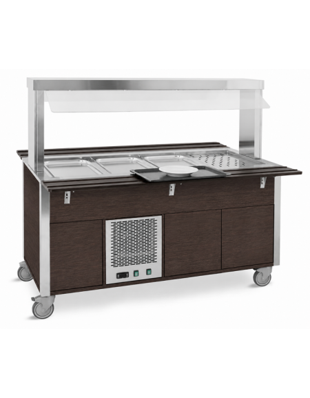 Carrello refrigerante armadiato, con parafiato fisso - colore Wengè - 3xGN 1/1 - cm 113x68x144h
