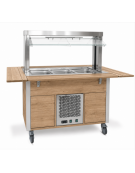 Carrello buffet armadiato refrigerato, con parafiato mobile - 2x1/1 GN - colore Rovere - cm 80x68x144h