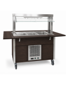 Carrello buffet armadiato refrigerato, con parafiato mobile - 2x1/1 GN - colore Wengè - cm 80x68x144h