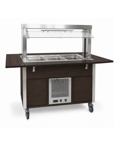 Carrello buffet armadiato refrigerato, con parafiato mobile - 2x1/1 GN - colore Wengè - cm 80x68x144h