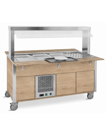 Carrello refrigerante armadiato, con parafiato fisso - colore Rovere o Wengè - 3xGN 1/1 - cm 113x68x144h