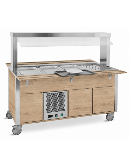 Carrello refrigerante armadiato, con parafiato fisso - colore Rovere o Wengè - 3xGN 1/1 - cm 113x68x144h