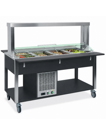 Carrello buffet refrigerato con parafiato mobile - 3x1/1 GN - colore Nero - cm 113x68x144h