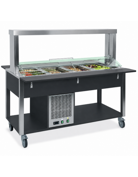Carrello buffet refrigerato con parafiato mobile - 3x1/1 GN - colore Nero - cm 113x68x144h