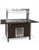 Carrello buffet armadiato refrigerato, con parafiato mobile - 3x1/1 GN - colore Wengè - cm 113x68x144h