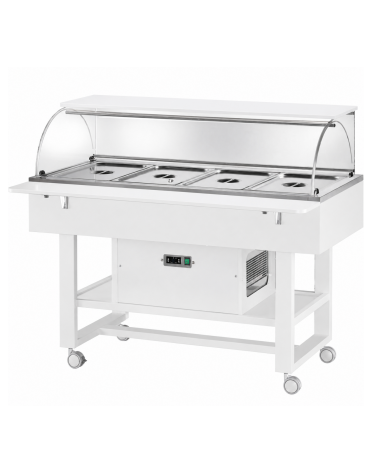 Carrello refrigerato in legno con cupola - 4 x GN 1/1 - colore laccato bianco - temp. +2°C +10°C - cm. 148x90x126h