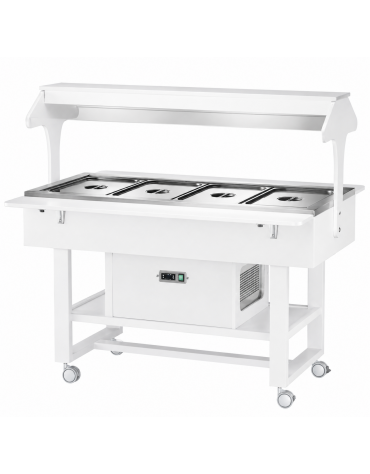 Carrello refrigerato in legno - Colore Bianco - Temperatura +2 / +10 °C - 4 x GN 1/1 - cm 148x112x141h