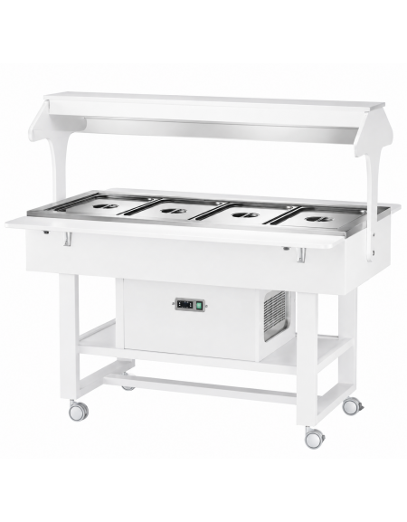 Carrello refrigerato in legno - Colore Bianco - Temperatura +2 / +10 °C - 4 x GN 1/1 - cm 148x112x141h