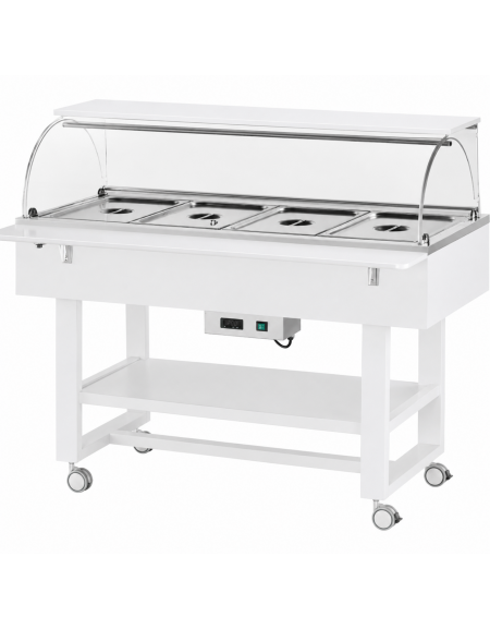 Carrello refrigerato in legno - Colore Bianco- Temperatura -5 / +5 °C - 4 x GN 1/1 - cm 148x112x141h