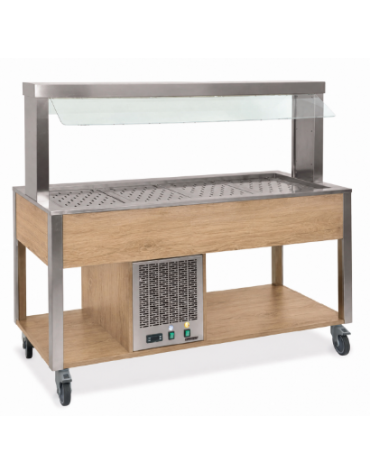 Buffet refrigerato con parafiato fisso - lampade al neon - rovere - wengè - RAL cm 193x68x144h