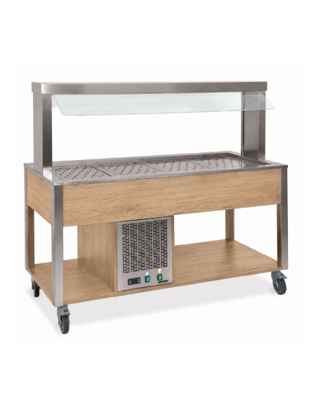 Buffet refrigerato con parafiato fisso - lampade al neon - rovere - wengè - RAL cm 193x68x144h