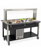 Carrello buffet refrigerante con parafiato fisso - colore Nero - 5 x GN 1/1 - cm 193x68x144h