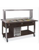Buffet refrigerato 5xGN 1/1 colore Wengè, con parafiato mobile - illuminazione a LED - cm 193x68x144h