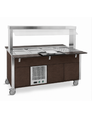 Carrello refrigerante armadiato, con parafiato fisso - colore Wengè - 5xGN 1/1 - cm 193x68x144h