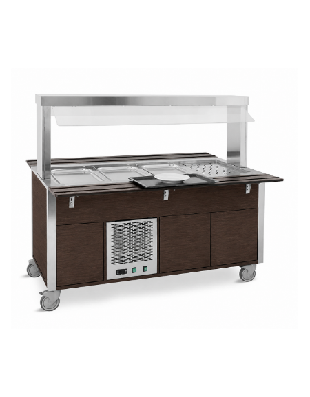 Carrello refrigerante armadiato, con parafiato fisso - colore Wengè - 5xGN 1/1 - cm 193x68x144h