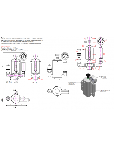 Gruppo di sicurezza a peso da 3/4", completo di accessori - con Valvola 0,45 Bar