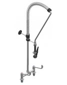 Gruppo doccia prelavaggio biforo a lavello con maniglie a leva clinica e doccetta Basic. Interasse fisso 203,20 mm