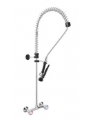 Gruppo Doccia Prelavaggio Biforo a Muro con Maniglie Rotonde e Doccetta Basic - Interasse 203,20 mm
