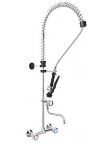 Gruppo Doccia Biforo a muro con canna girevole a metà asta, maniglie rotonde e doccetta basic - Interasse 203,20 mm