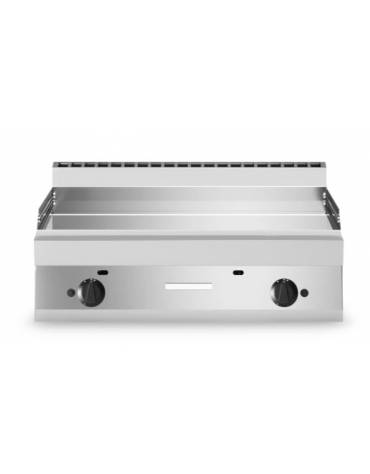 Fry Top a gas da banco, piastra doppia liscia cromata da cm 99,6x52 - potenza totale 11,4 Kw - cm 100x65x28h